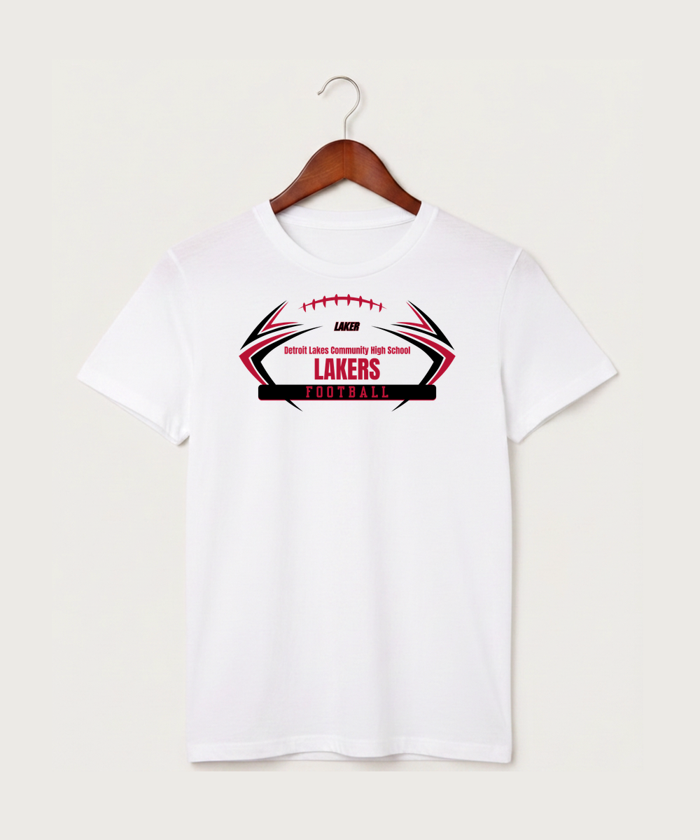 Detroit Lakes Community High School Football (Boys) - White T-Shirt - Full Front