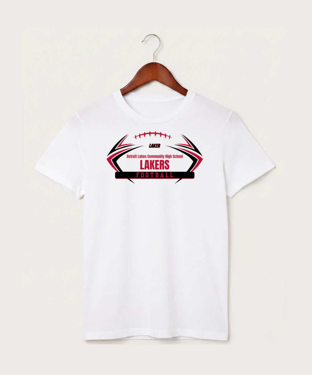 Detroit Lakes Community High School Football (Boys) - White T-Shirt - Full Front