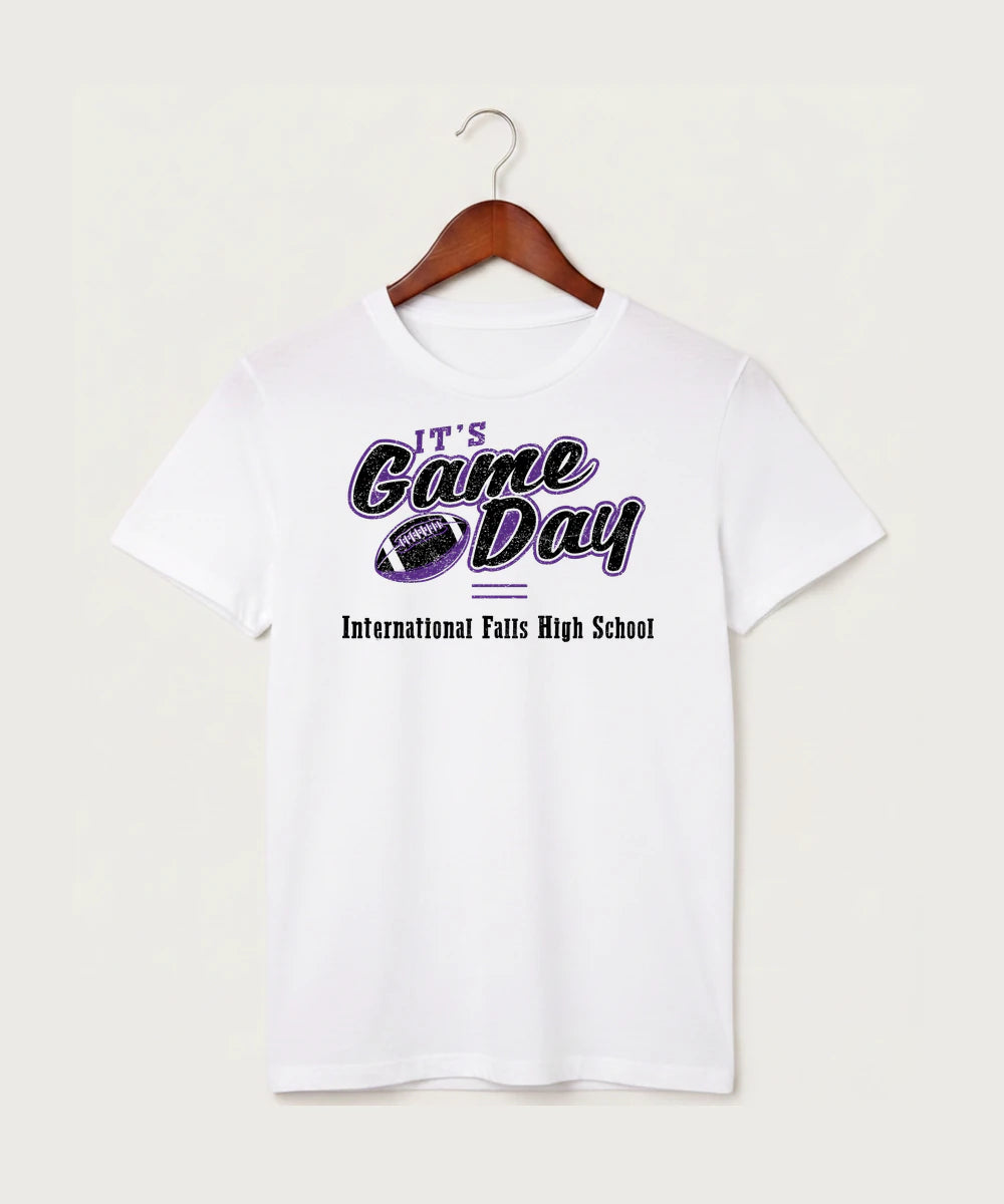 International Falls High School Football (Boys) - White T-Shirt - Full Front