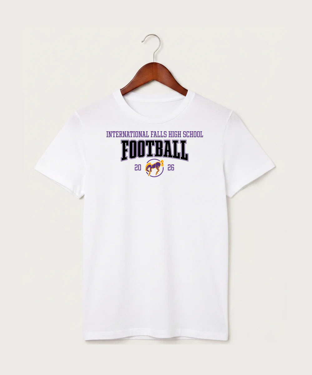 International Falls High School Football (Boys) - White T-Shirt - Full Front