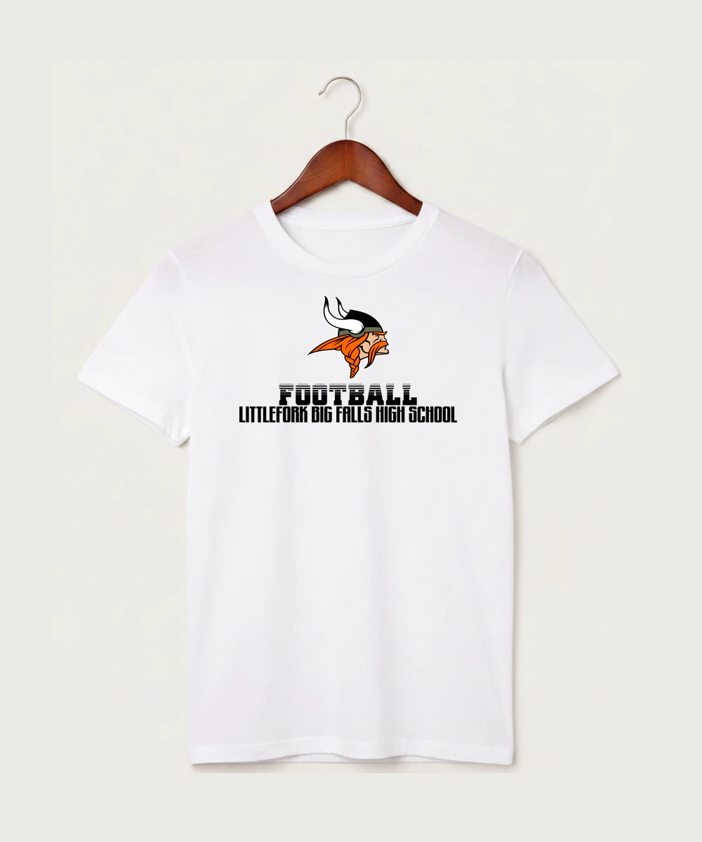 Littlefork Big Falls High School Football (Boys) - White T-Shirt - Full Front