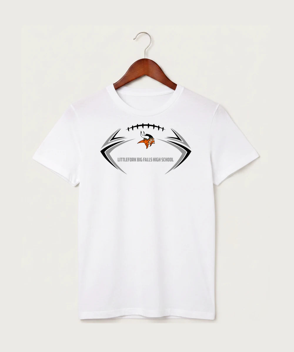 Littlefork Big Falls High School Football (Boys) - White T-Shirt - Full Front