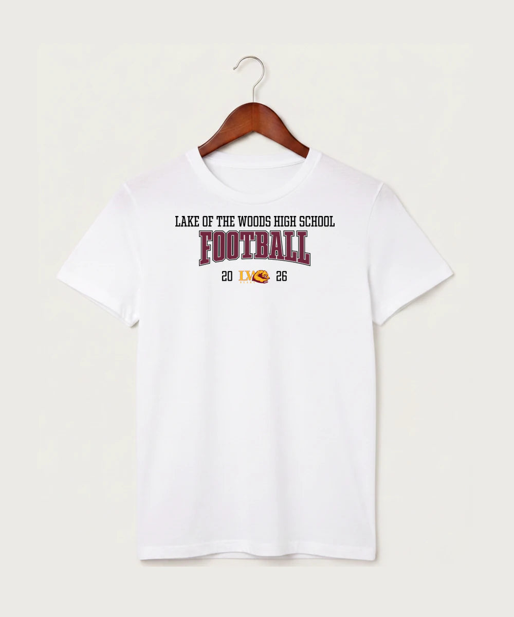 Lake of the Woods High School Football (Boys) - White T-Shirt - Full Front