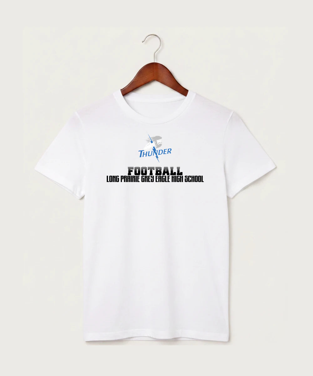 Long Prairie Grey Eagle High School Football (Boys) - White T-Shirt - Full Front