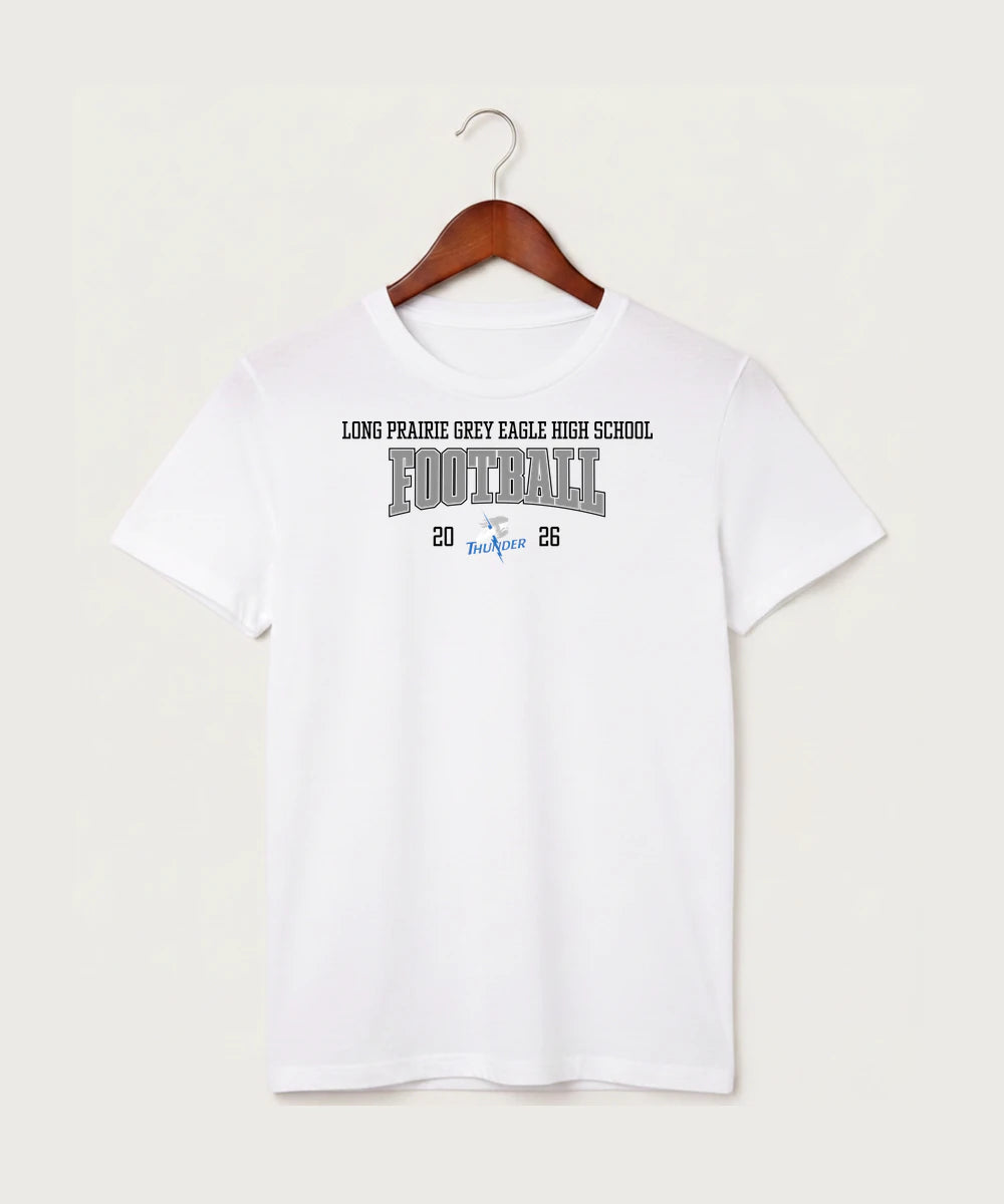 Long Prairie Grey Eagle High School Football (Boys) - White T-Shirt - Full Front