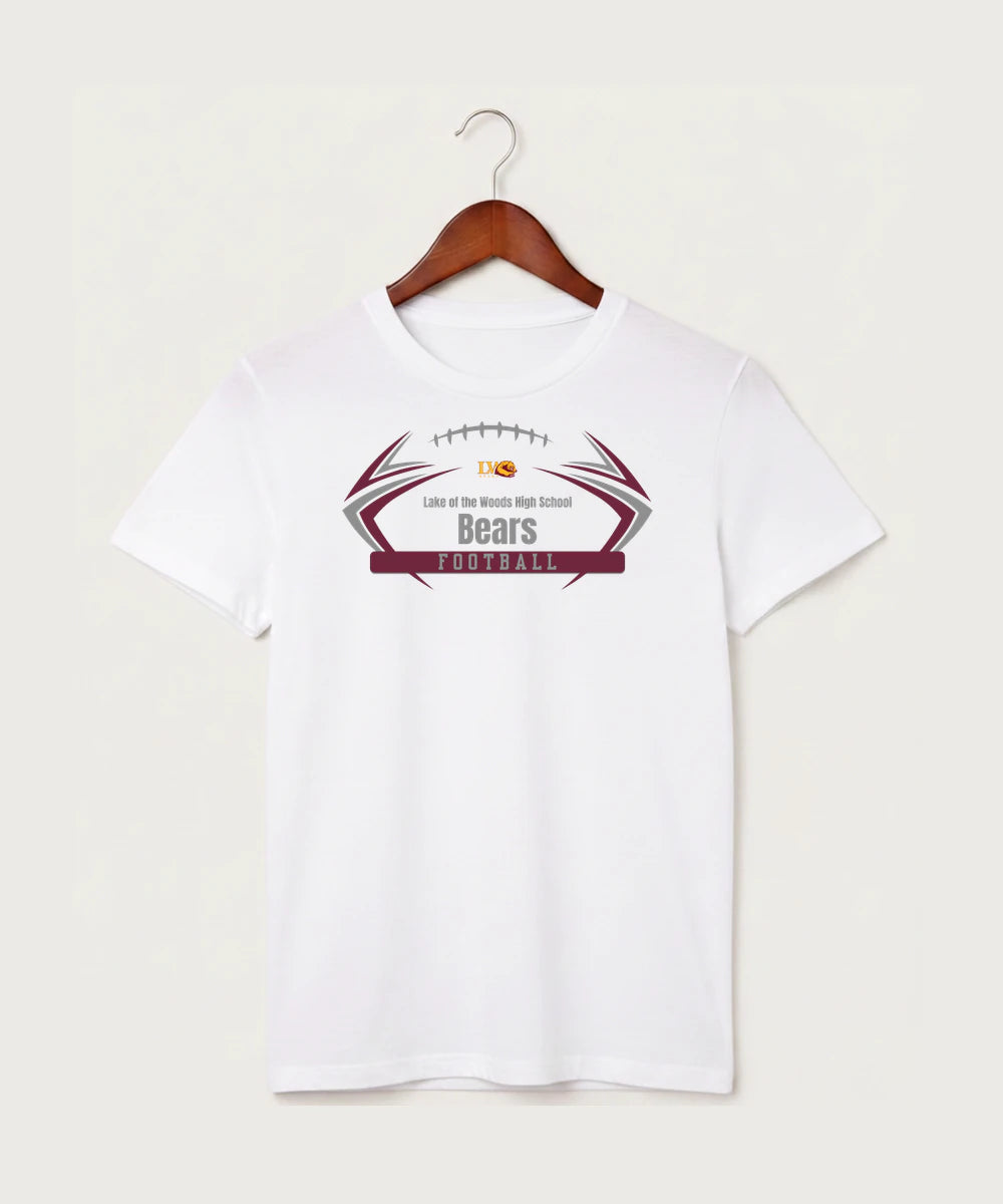 Lake of the Woods High School Football (Boys) - White T-Shirt - Full Front