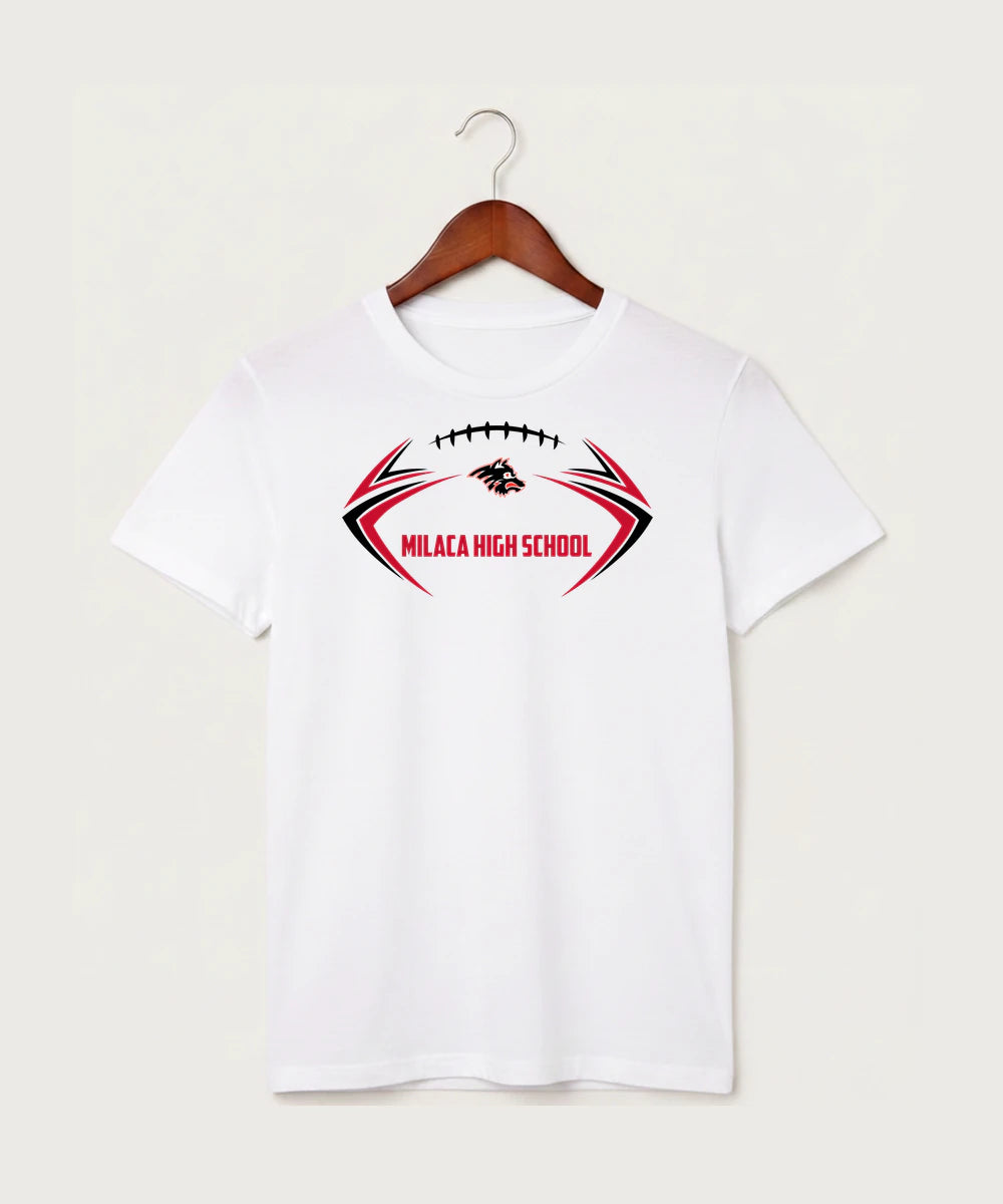 Milaca High School Football (Boys) - White T-Shirt - Full Front
