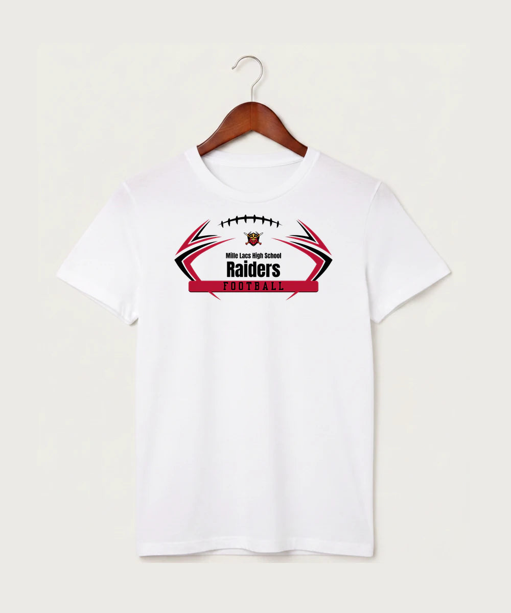 Mille Lacs High School Football (Boys) - White T-Shirt - Full Front