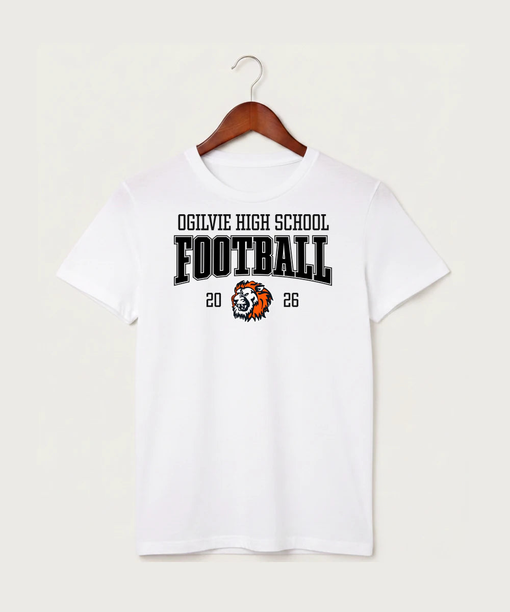 Ogilvie High School Football (Boys) - White T-Shirt - Full Front