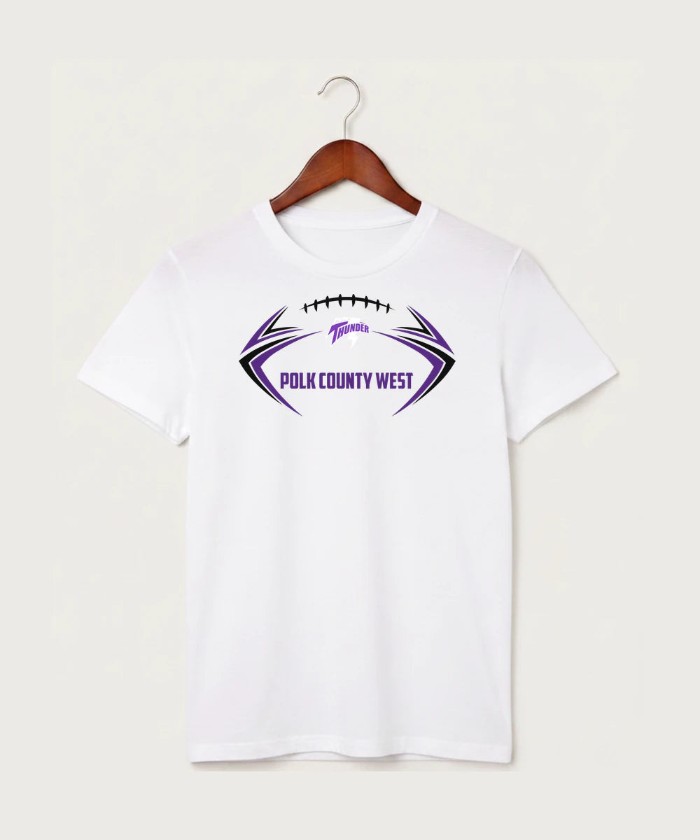 Polk County West Football (Boys) - White T-Shirt - Full Front