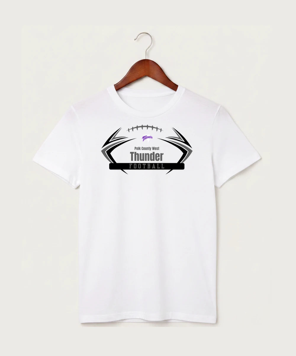 Polk County West Football (Boys) - White T-Shirt - Full Front
