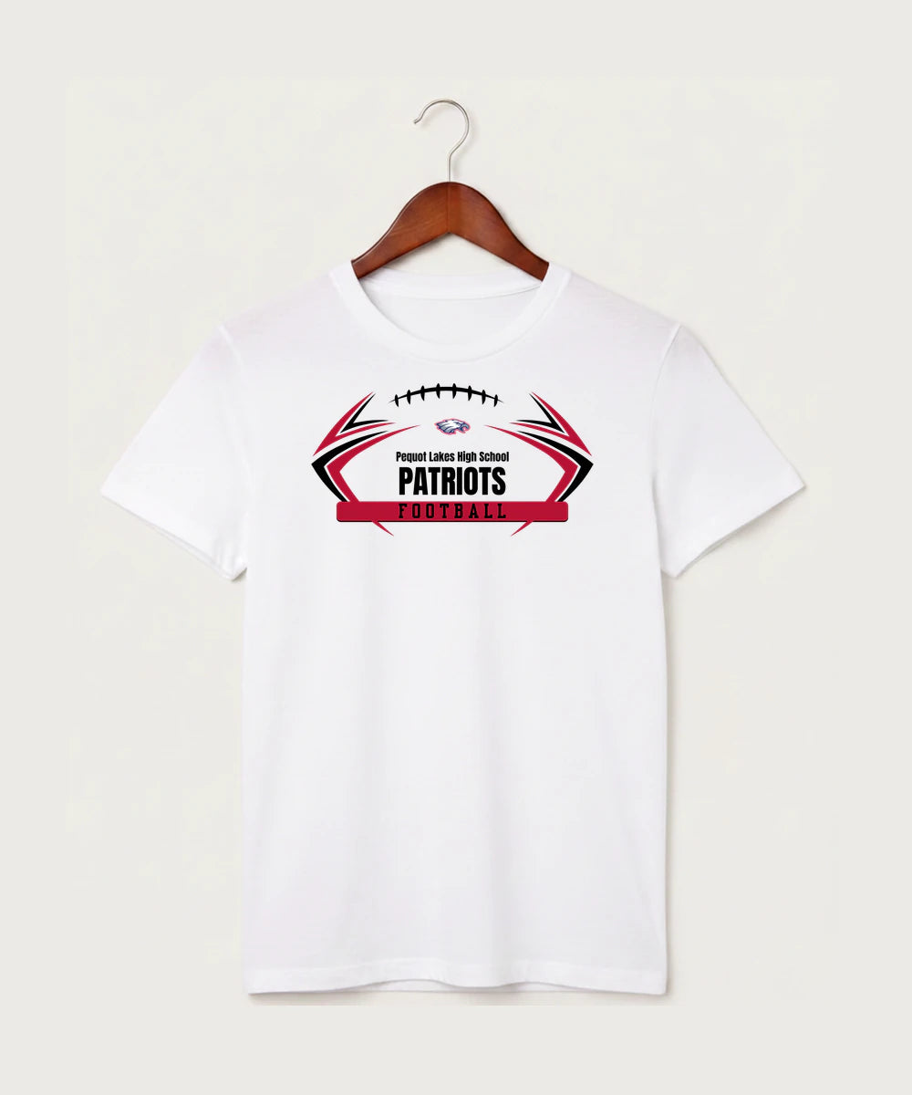 Pequot Lakes High School Football (Boys) - White T-Shirt - Full Front