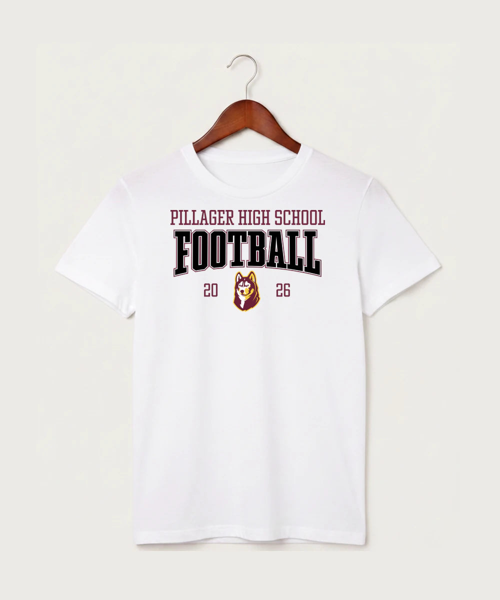 Pillager High School Football (Boys) - White T-Shirt - Full Front