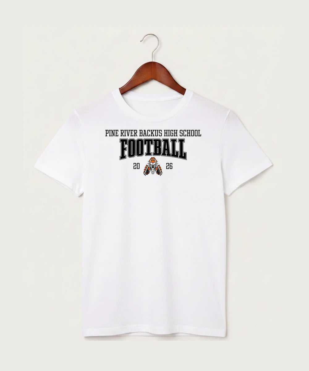 Pine River Backus High School Football (Boys) - White T-Shirt - Full Front
