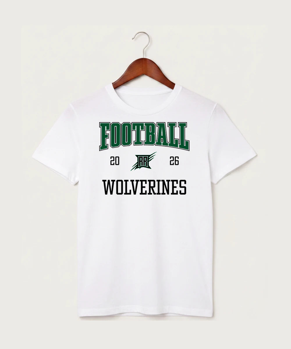 Rock Ridge High School Football (Boys) - White T-Shirt - Full Front