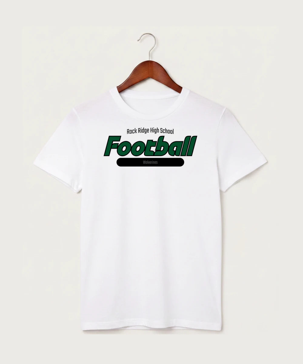 Rock Ridge High School Football (Boys) - White T-Shirt - Full Front