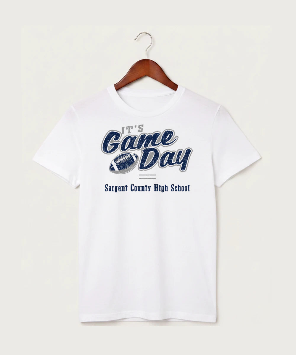 Sargent County High School Football (Boys) - White T-Shirt - Full Front