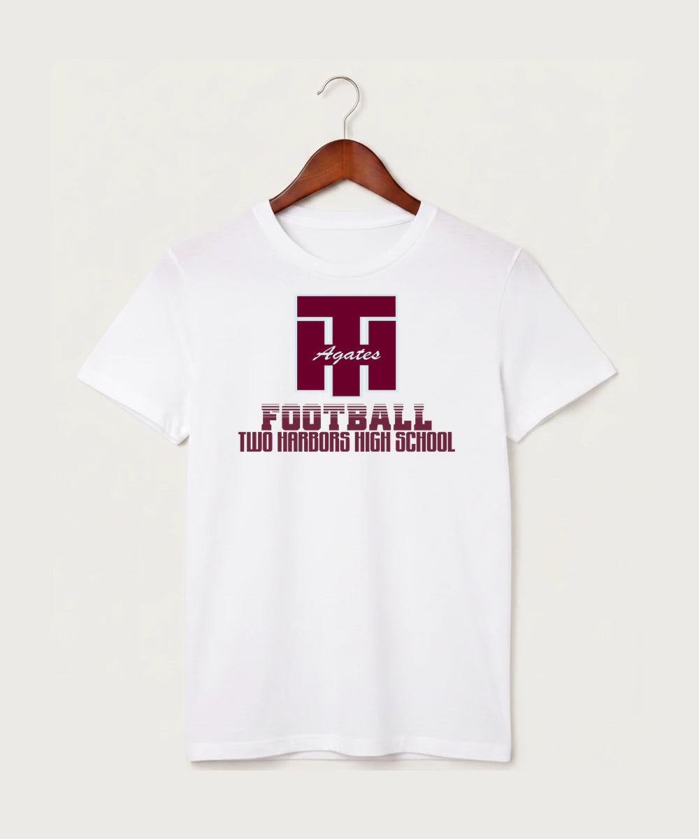 Two Harbors High School Football (Boys) - White T-Shirt - Full Front