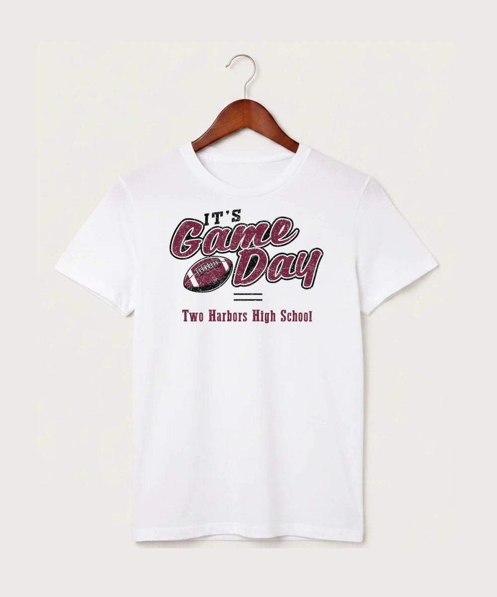 Two Harbors High School Football (Boys) - White T-Shirt - Full Front