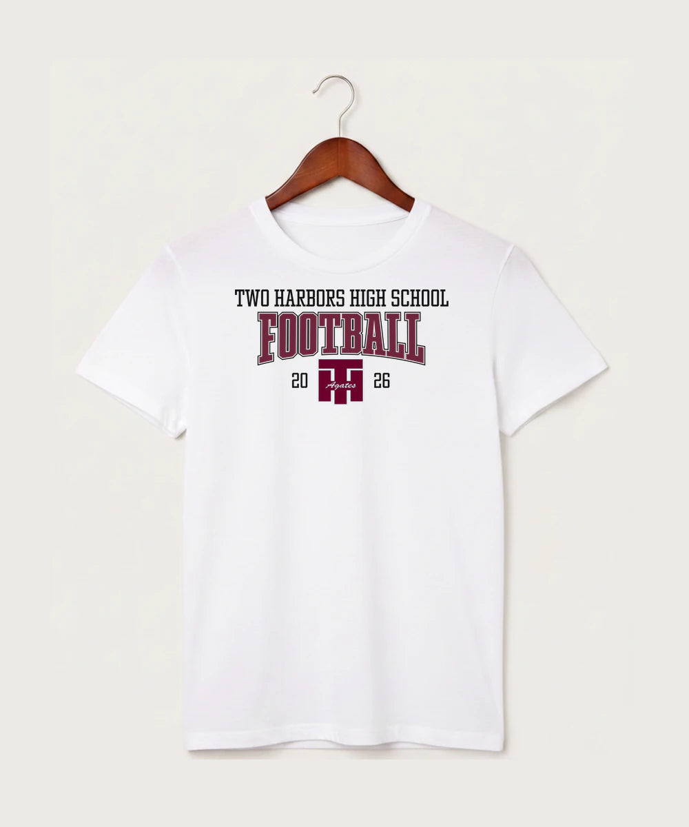 Two Harbors High School Football (Boys) - White T-Shirt - Full Front
