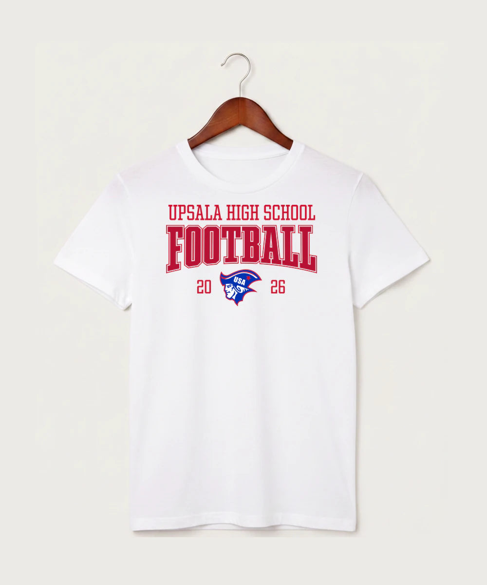 Upsala High School Football (Boys) - White T-Shirt - Full Front