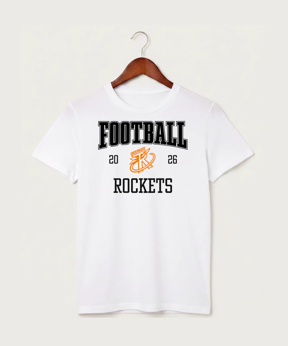 Underwood High School Football (Boys) - White T-Shirt - Full Front