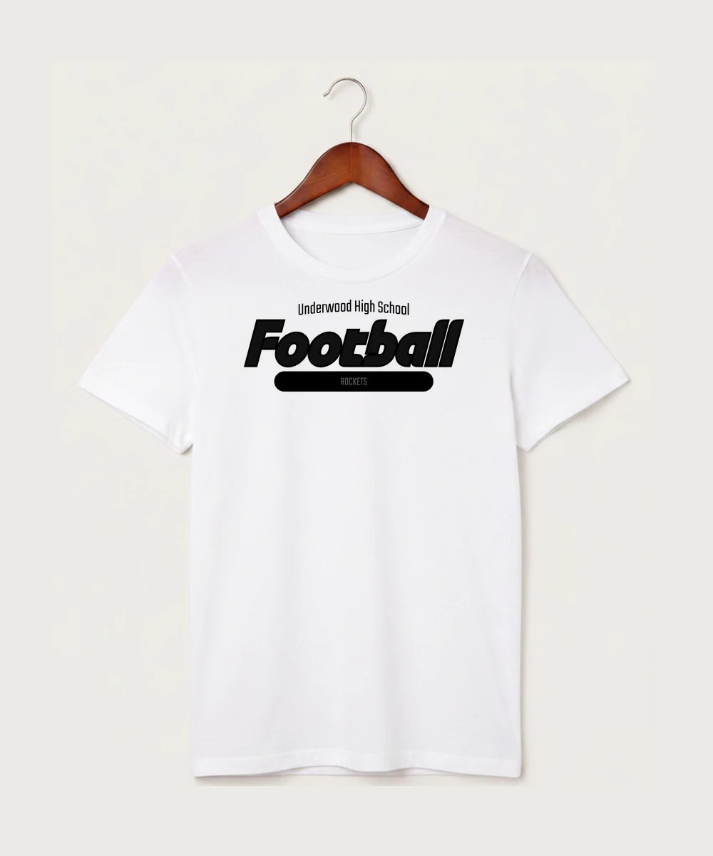 Underwood High School Football (Boys) - White T-Shirt - Full Front