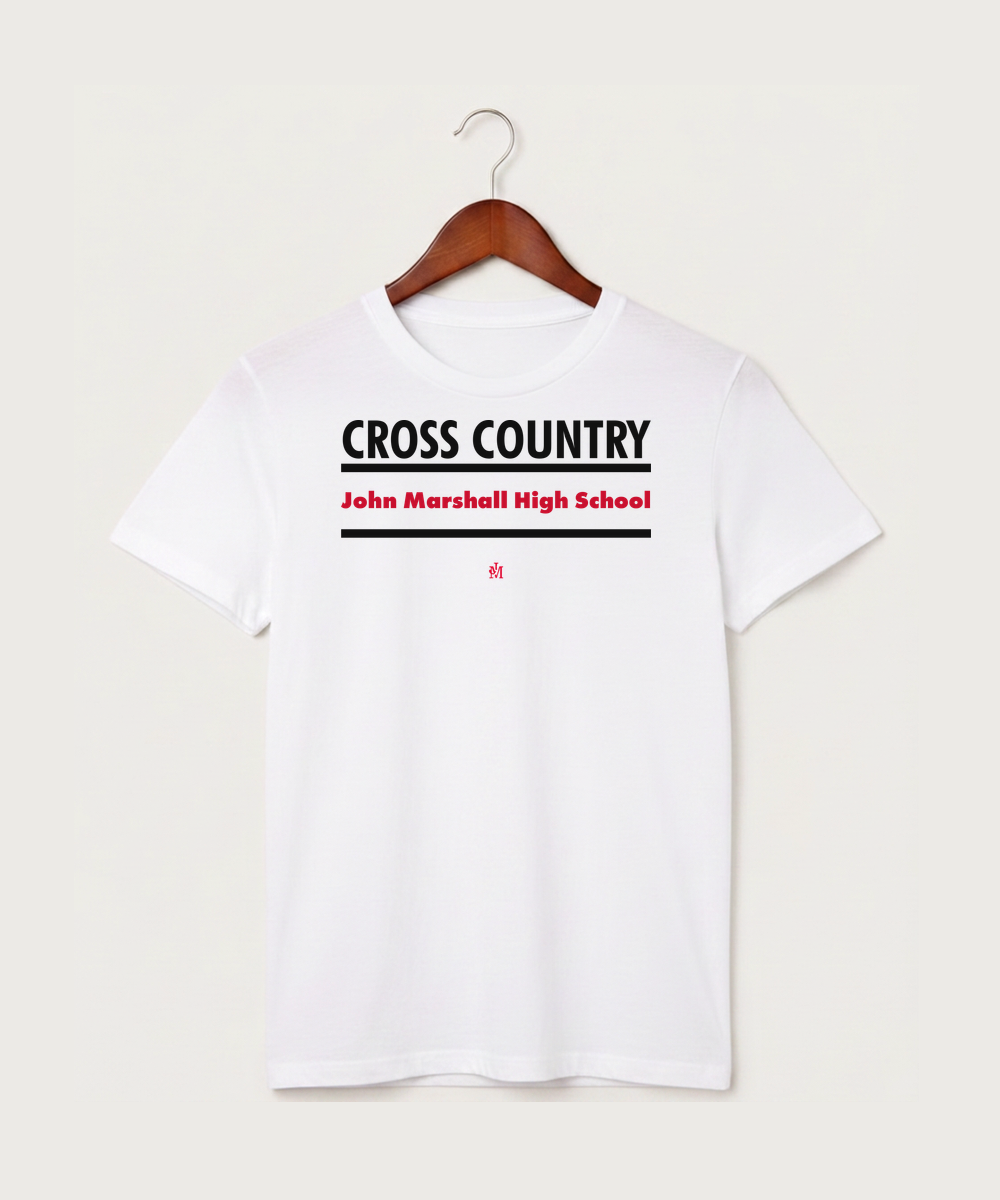 John Marshall High School Cross Country (Coed) - White T-Shirt - Full Front