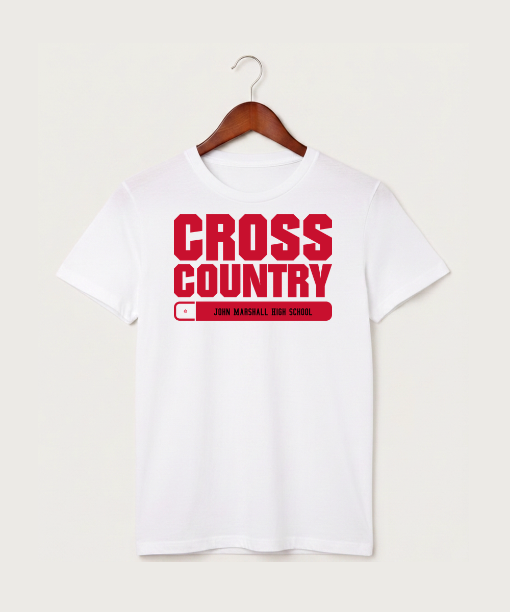 John Marshall High School Cross Country (Coed) - White T-Shirt - Full Front