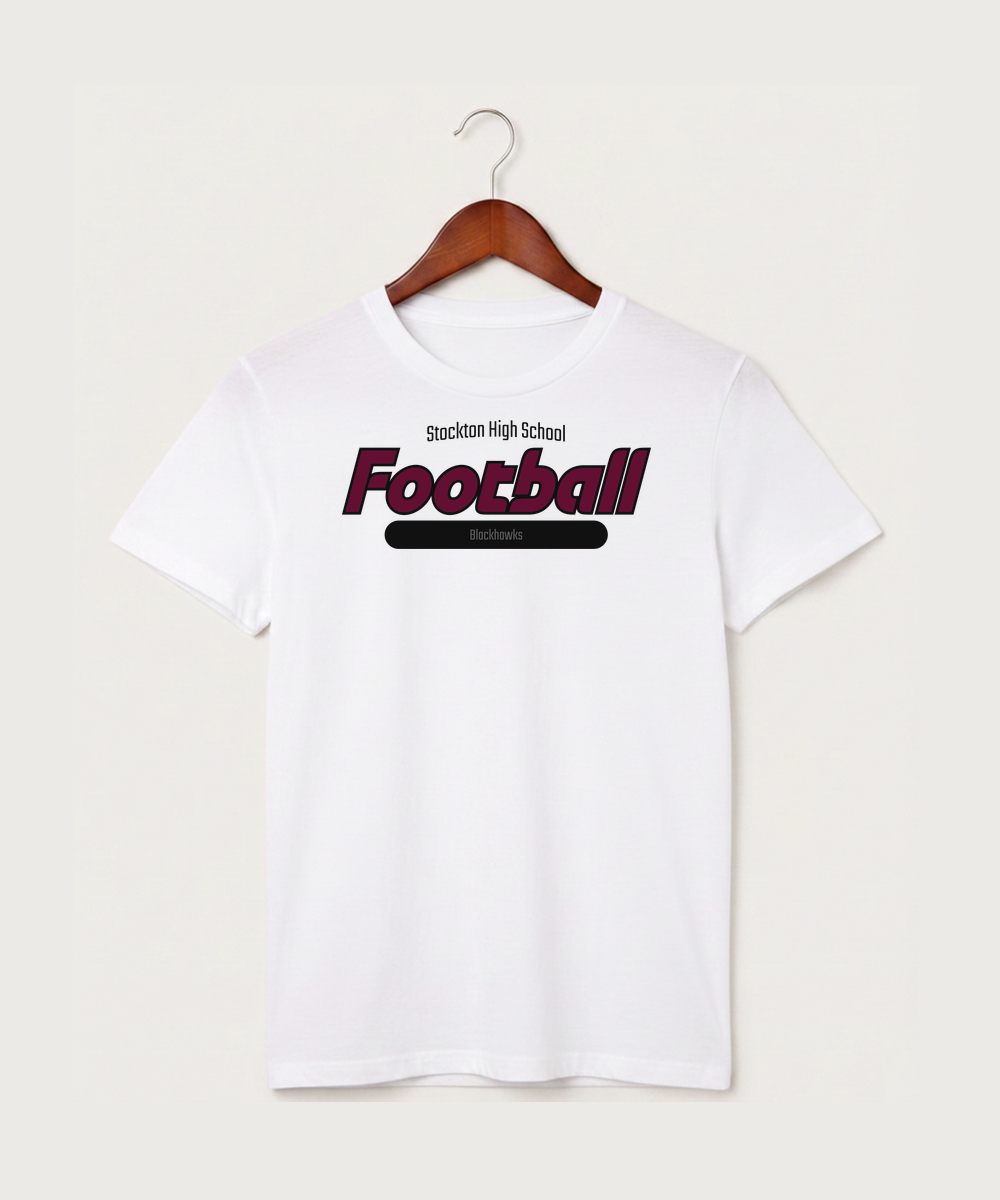 Stockton High School Football - White T-Shirt - Full Front