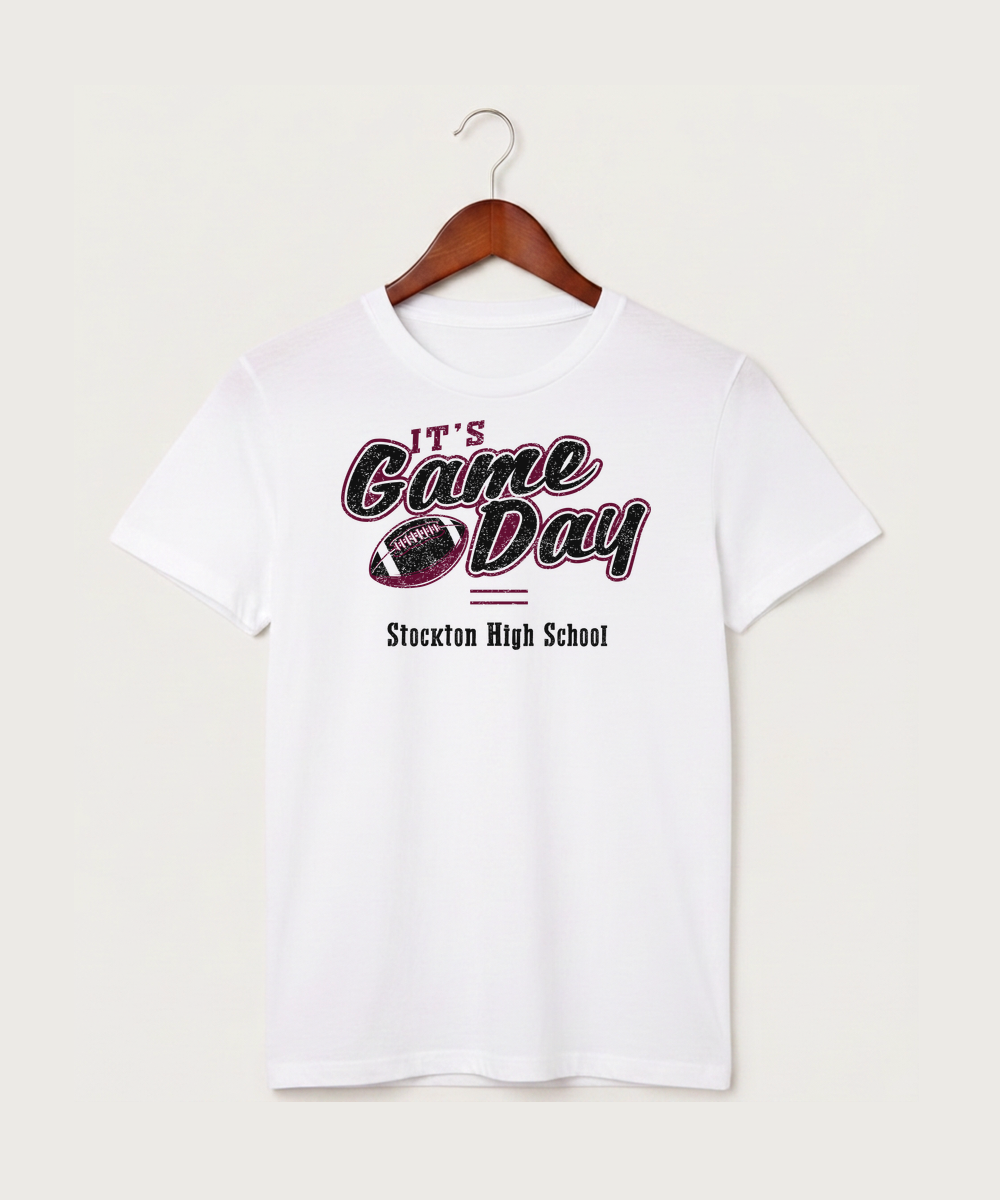 Stockton High School Football - White T-Shirt - Full Front