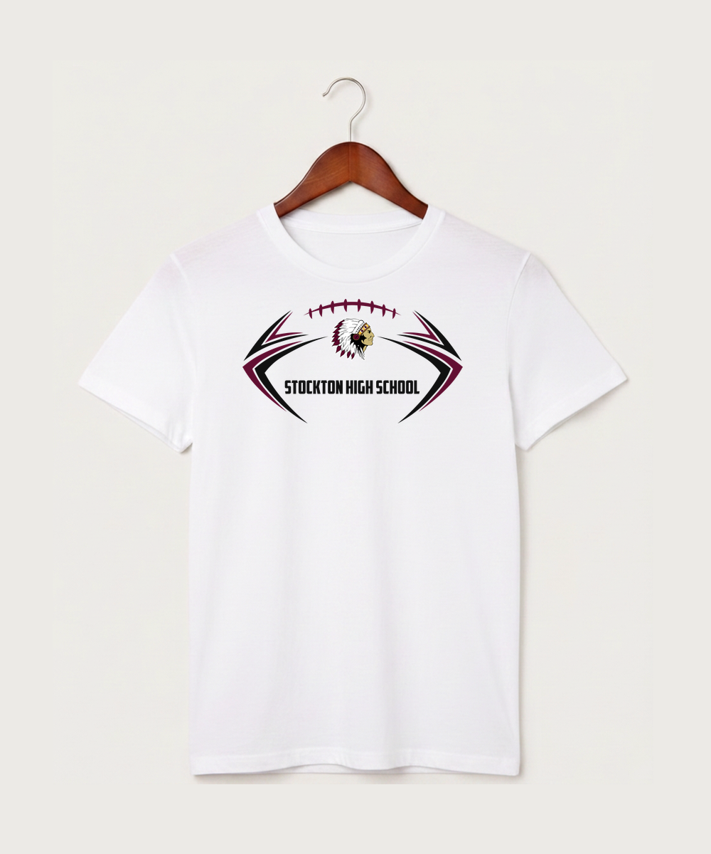 Stockton High School Football - White T-Shirt - Full Front