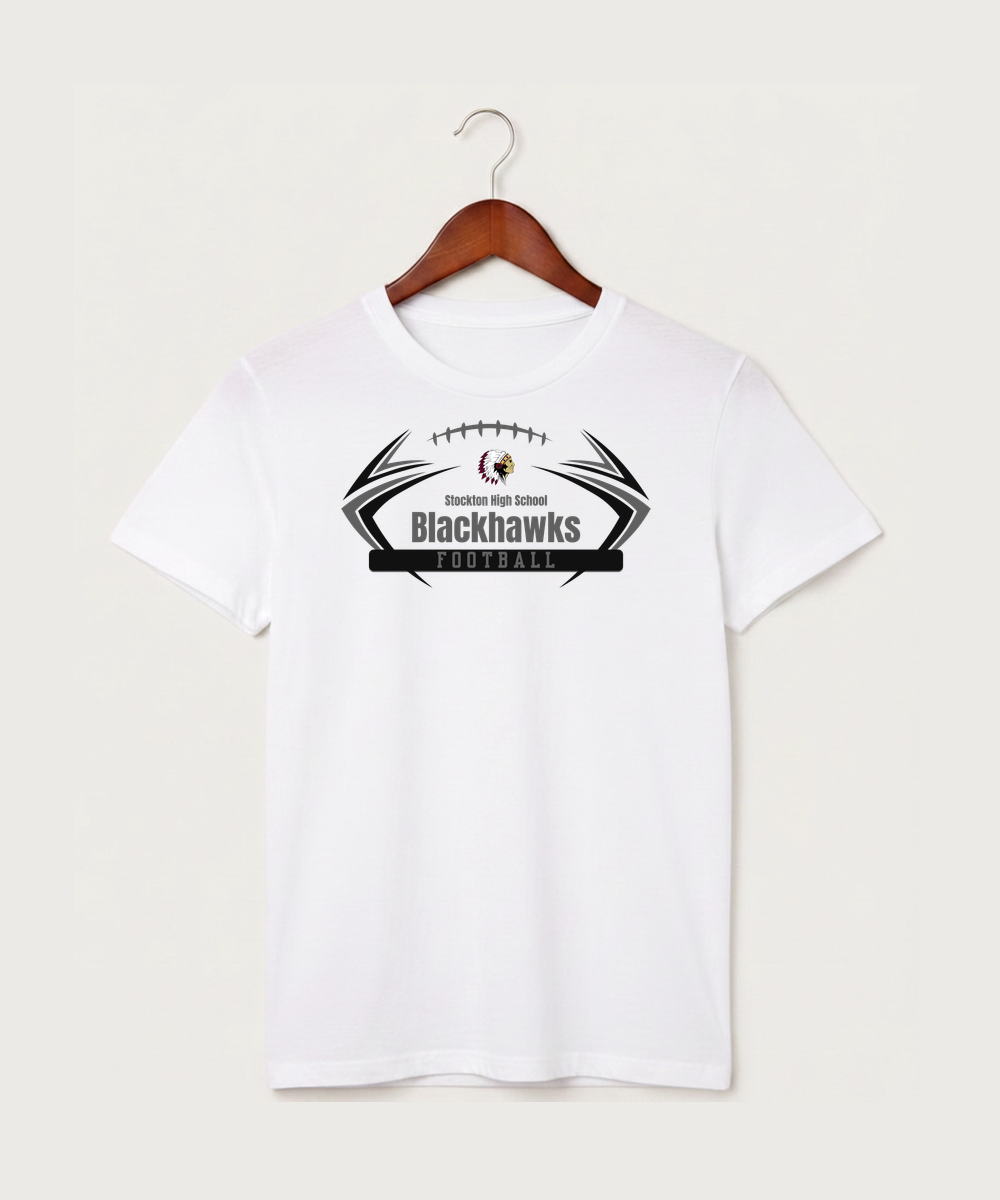 Stockton High School Football - White T-Shirt - Full Front