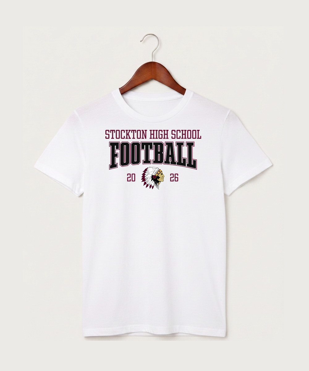 Stockton High School Football - White T-Shirt - Full Front