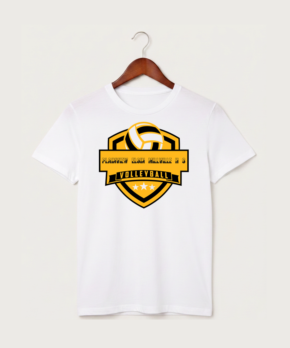 Plainview Elgin Millville H S Volleyball (Girls) - White T-Shirt - Full Front