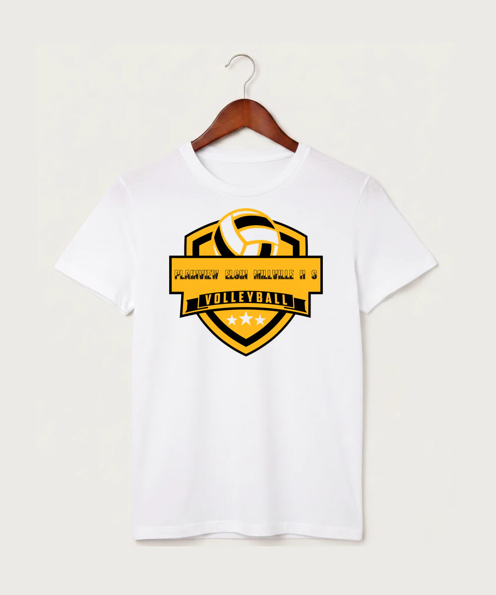 Plainview Elgin Millville H S Volleyball (Girls) - White T-Shirt - Full Front