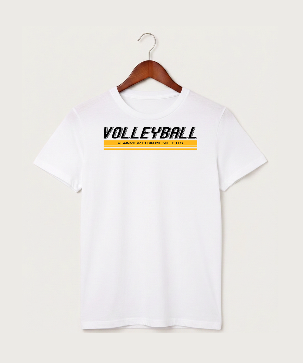 Plainview Elgin Millville H S Volleyball (Girls) - White T-Shirt - Full Front