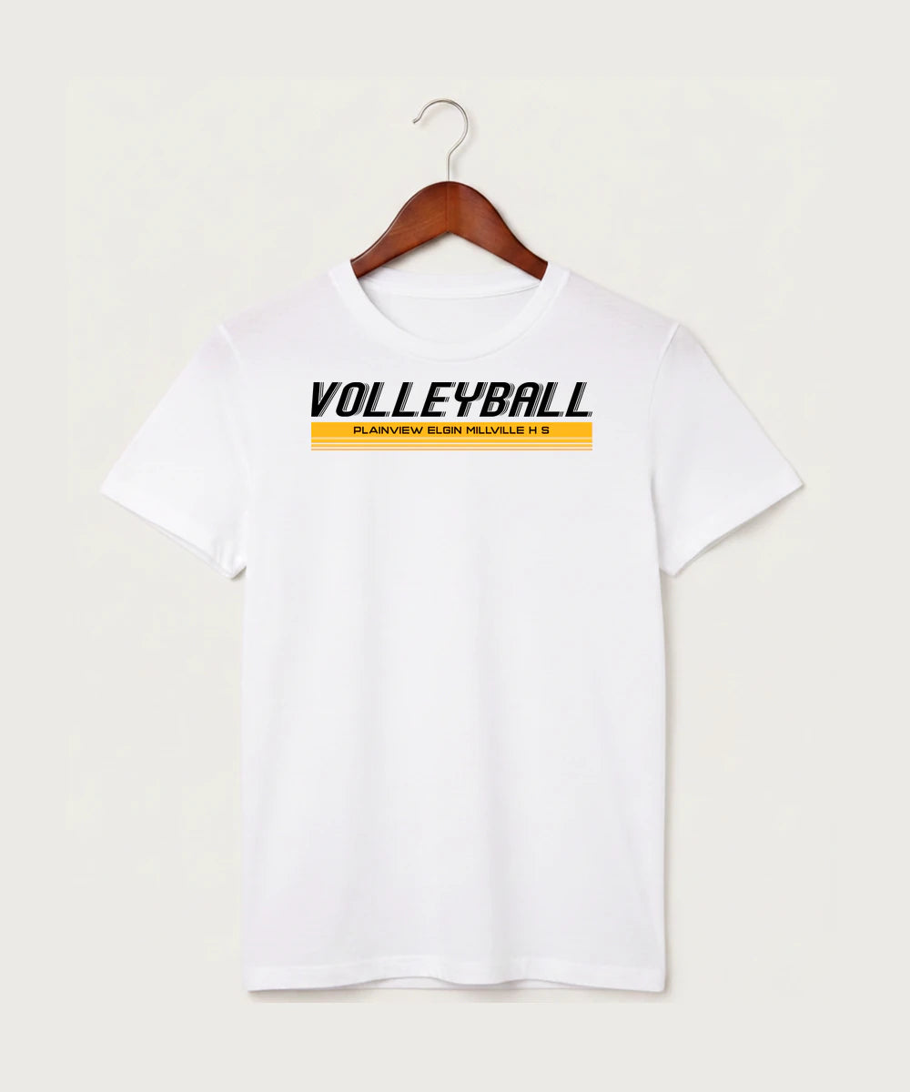 Plainview Elgin Millville H S Volleyball (Girls) - White T-Shirt - Full Front