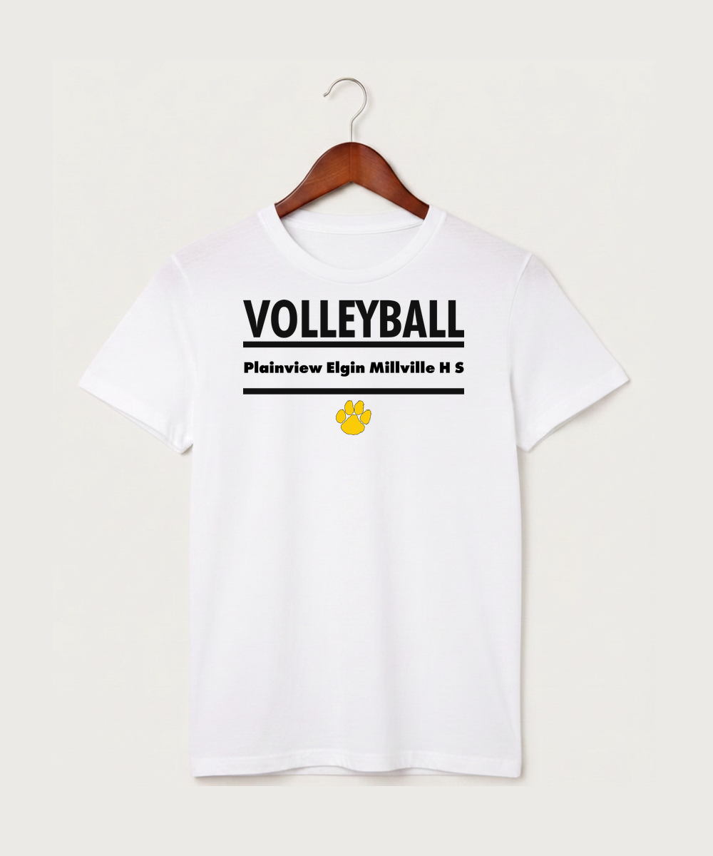 Plainview Elgin Millville H S Volleyball (Girls) - White T-Shirt - Full Front