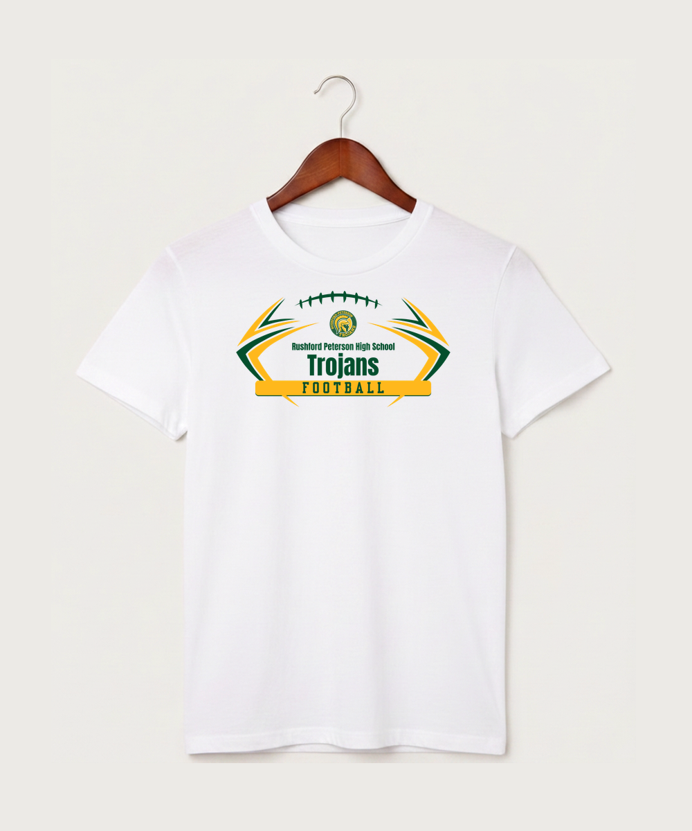 Rushford Peterson High School Football (Boys) - White T-Shirt - Full Front
