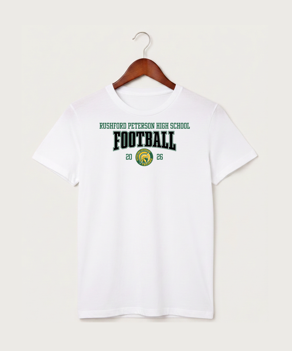Rushford Peterson High School Football (Boys) - White T-Shirt - Full Front