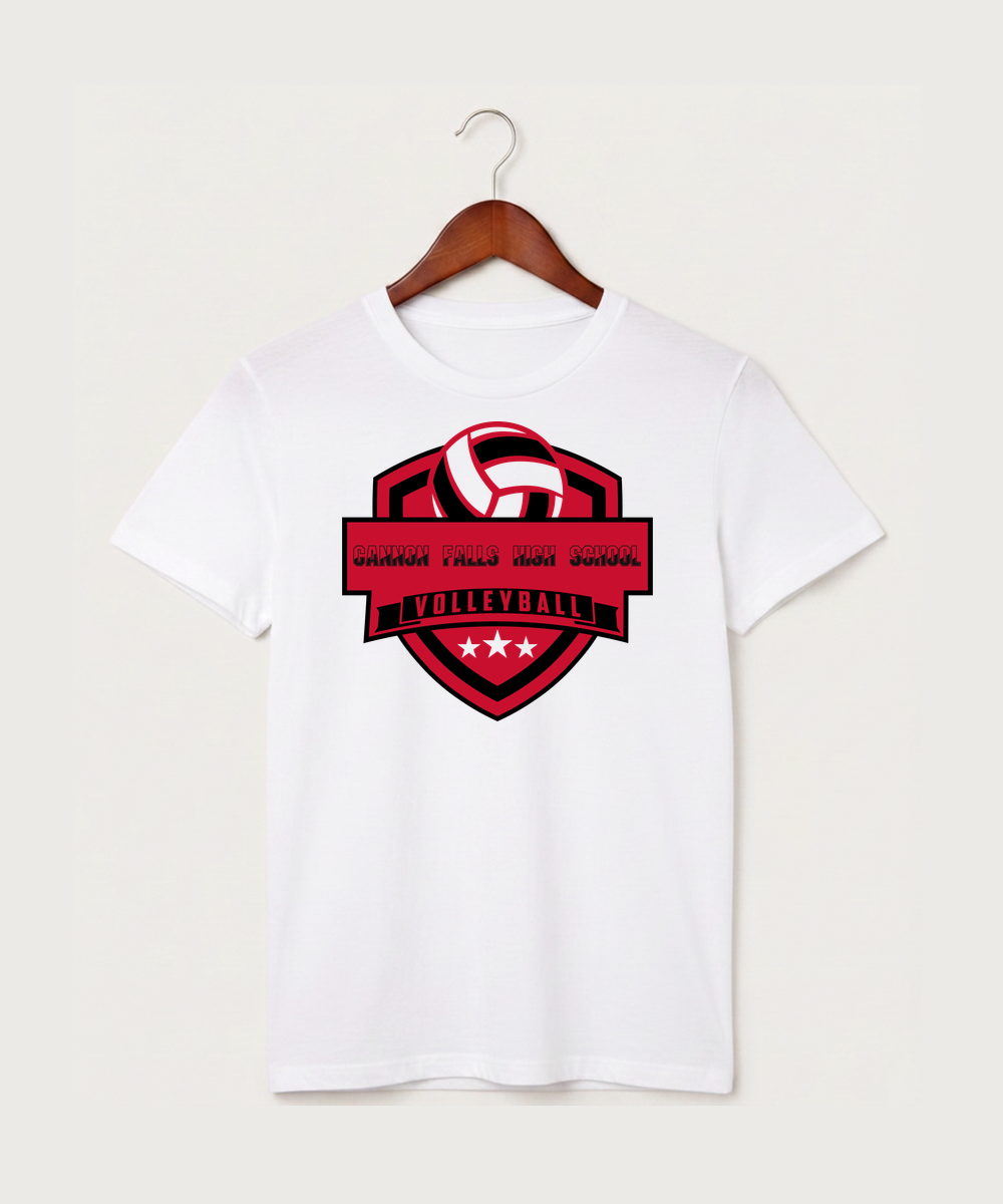 Cannon Falls High School Volleyball (Girls) - White T-Shirt - Full Front