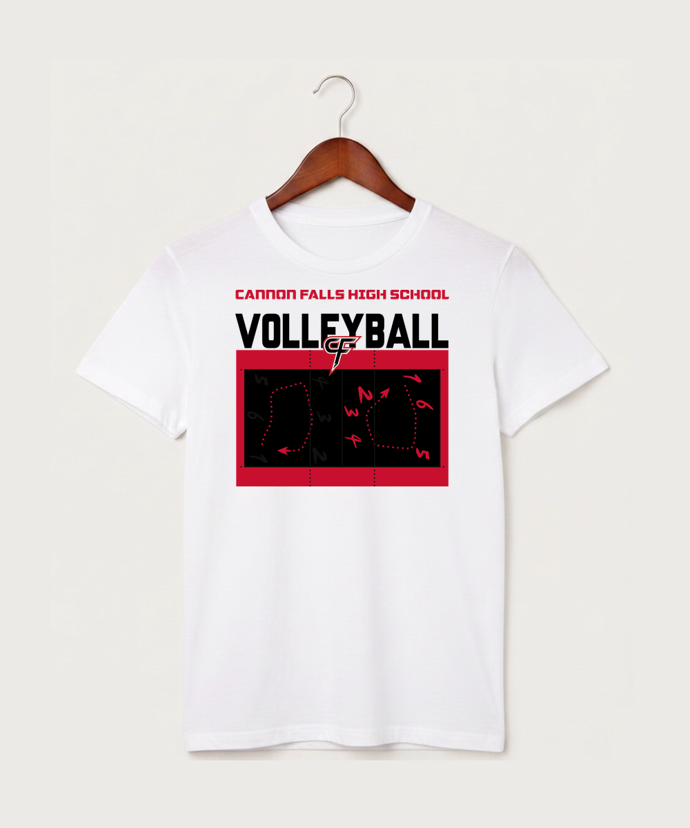 Cannon Falls High School Volleyball (Girls) - White T-Shirt - Full Front