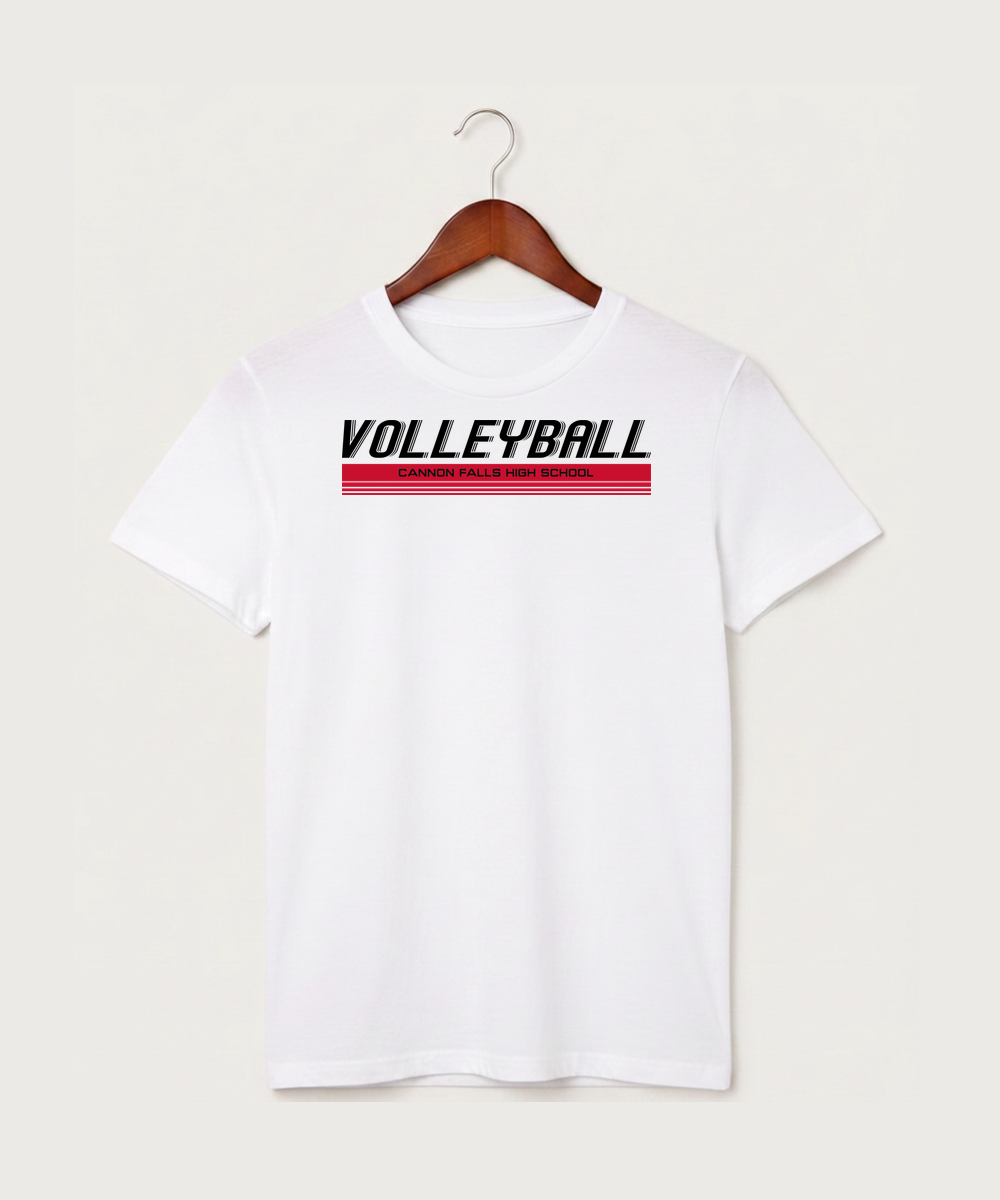 Cannon Falls High School Volleyball (Girls) - White T-Shirt - Full Front