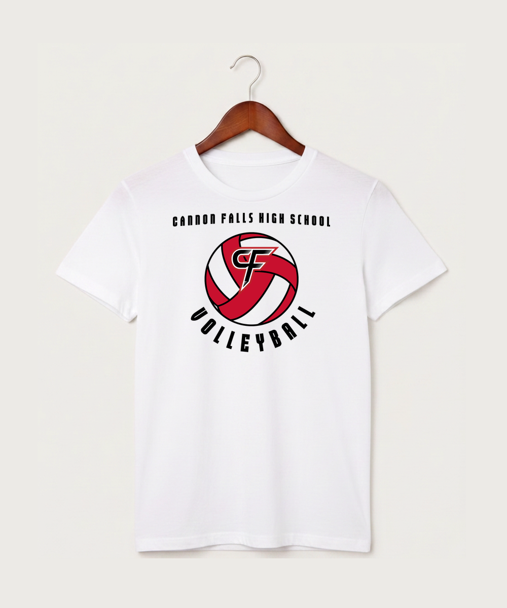 Cannon Falls High School Volleyball (Girls) - White T-Shirt - Full Front