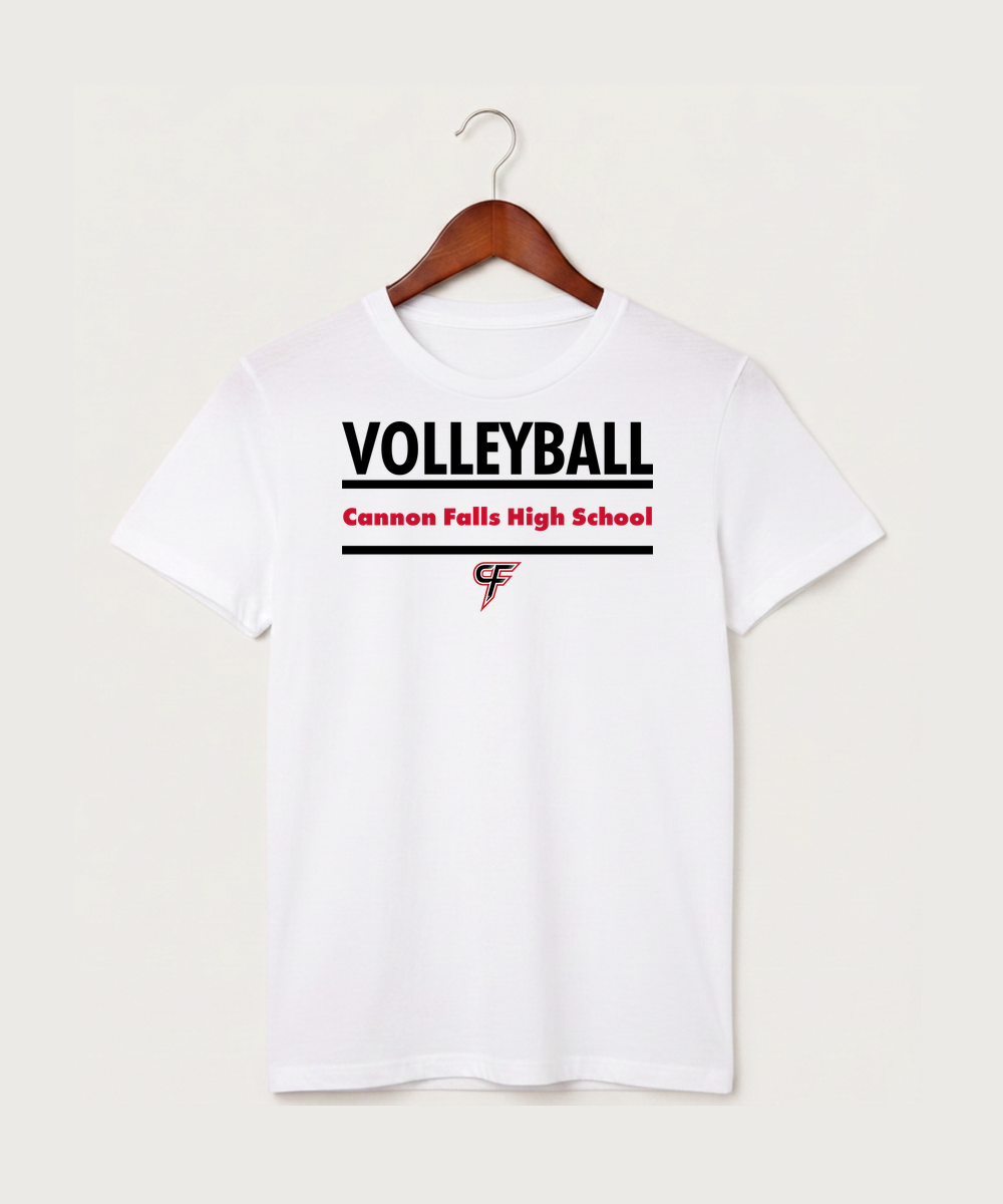 Cannon Falls High School Volleyball (Girls) - White T-Shirt - Full Front