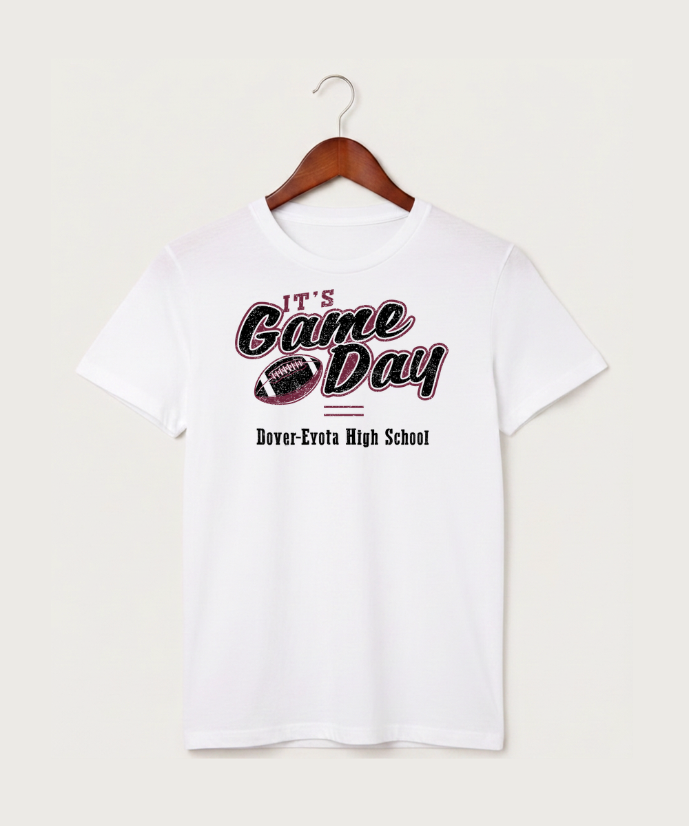 Dover-Eyota High School Football (Boys) - White T-Shirt - Full Front