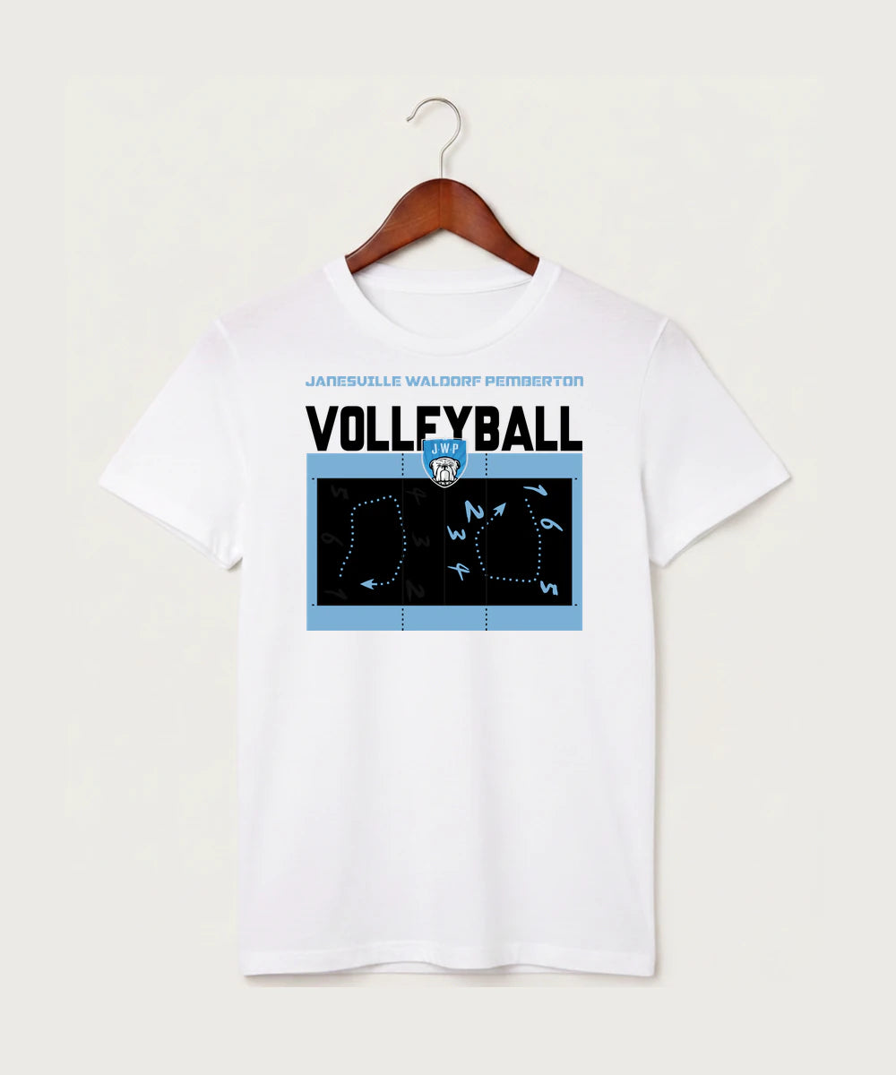 Janesville Waldorf Pemberton Volleyball (Girls) - White T-Shirt - Full Front