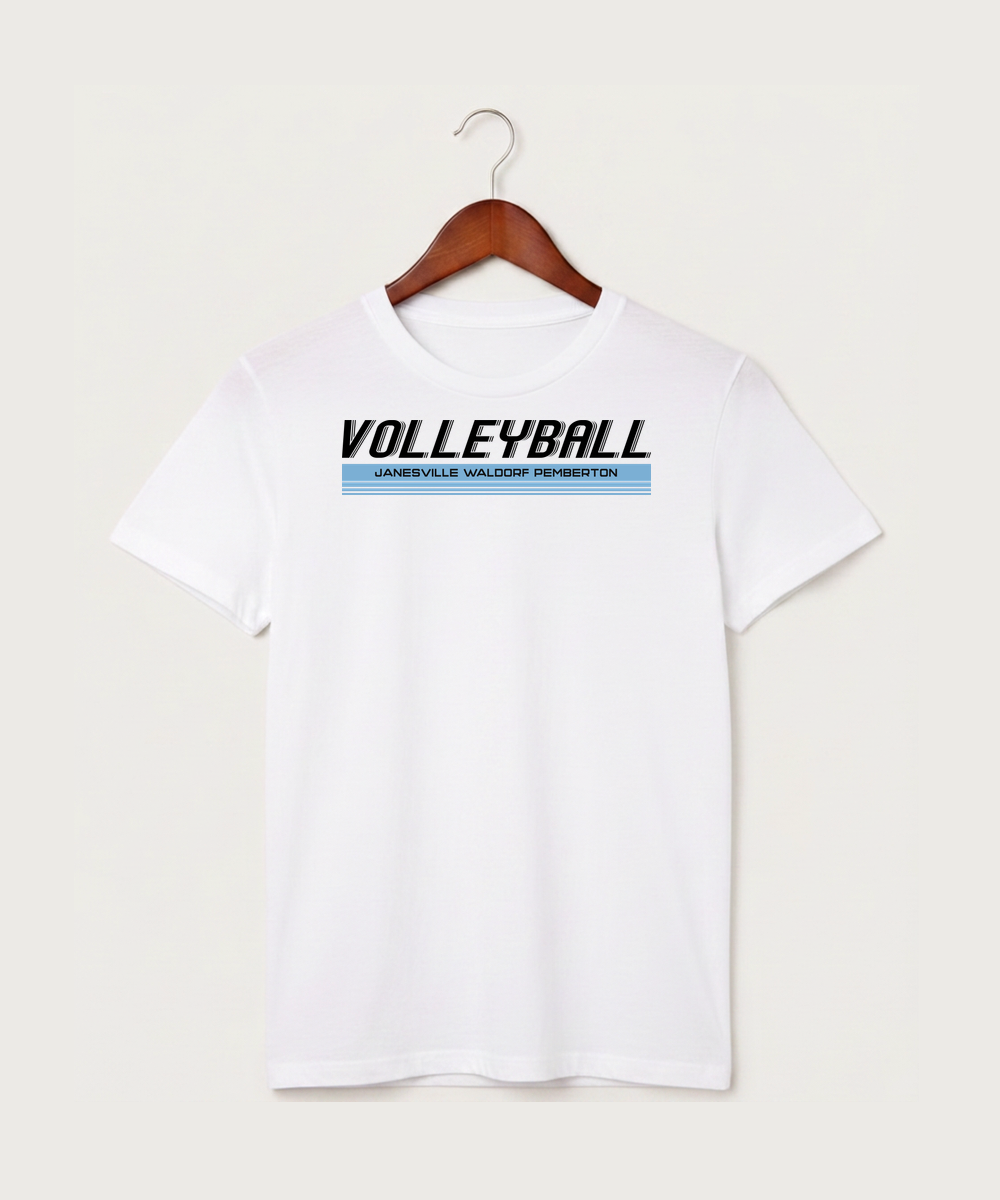Janesville Waldorf Pemberton Volleyball (Girls) - White T-Shirt - Full Front