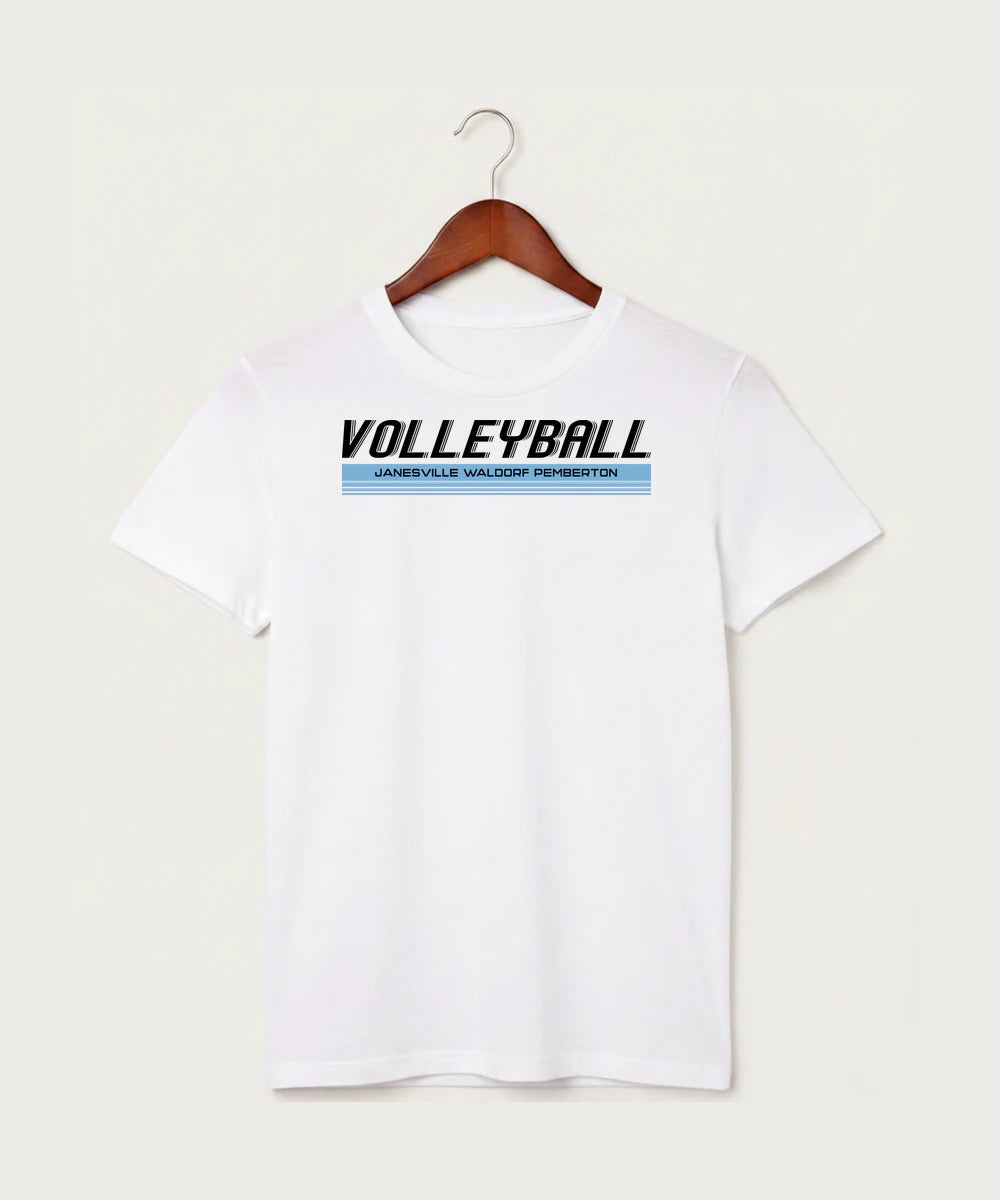 Janesville Waldorf Pemberton Volleyball (Girls) - White T-Shirt - Full Front